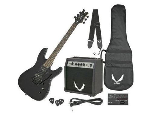Dean Electric Guitar Starter Pack with Vendetta XMT Metallic Black, 10 Watt Amp, Gig Bag, Cord, Strap, Picks