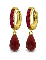 14k Solid Gold Ruby Dangle Earrings