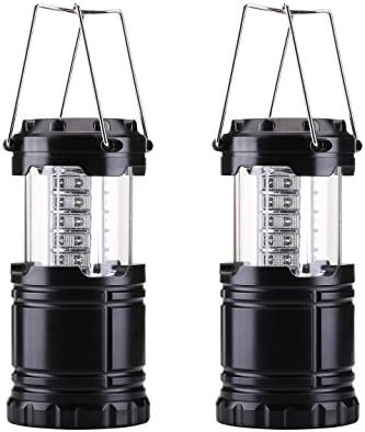 Waynature Ultra Bright Portable Outdoor LED Camping Lantern Flashlight (Black, Collapsible) (2 Pack)