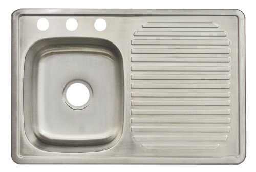 FrankeUSA FDBS703BX 3-Hole Single-Bowl Top Mount Kitchen Utility Sink Stainless SteelB00BNRZ522