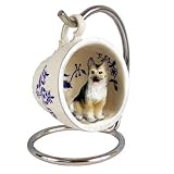 German Shepherd Blue Tea Cup Dog Ornament - Tan & Black