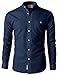 H2H Mens Casual Slim Fit Oxford Mandarin Collar Button-down Shirt With Pocket