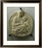 Madonna and Child (Tondo Pitti) Framed Art Poster Print by Michelangelo Buonarroti, 25x29