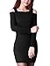 Women Square Neck Long Sleeve Cut Out Shoulder Knit Mini Dresses
