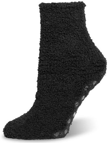 Crescent Cozy Spa Quarter Socks W/Grippers BLACK ONE SIZE