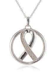 Sterling Silver Diamond "Ribbon of Hope" Peace Sign Pendant Necklace (0.07 CTTW, I-J Color, I2-I3 Clarity), 18"
