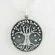 Detailed Round Sterling Silver Tree of Life Pendant on 16" Box Chain, #8529