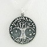 Round Sterling Silver Tree of Life Pendant on 16 Box Chain, #8529