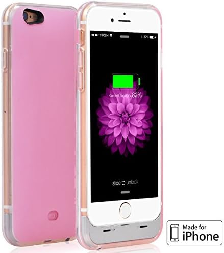 GeekBok iPhone 6S Battery Case, iPhone 6 Battery Case [Apple MFi Certified] 2800mAh External Portable Battery Charging Case Smart Backup Juice Box 4.7 inch Charger Cover Slim Fit Shell Power Bank Protective TPU Skin, Pink