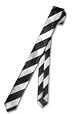 Skinny Narrow Neck Tie Silver Black Diagonal Stripes NeckTie