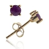 Rose Gold Vermeil (24k Gold over Sterling Silver) Genuine Ruby Stone round stud Earrings