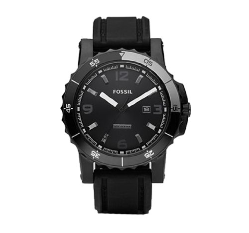 Fossil,Fossil Men's AM4257 Black Silicone Rubber Strap Black Analog Dial Watch,Fossil,AM4257,3543409