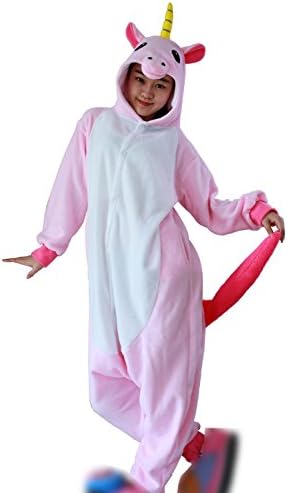 Cther Unsex Nightclothes Sleepwear Cosplay Kigurumi Polar Fleece Anime Cartoon Onesie Nightgown Pajamas Nighty Pink Tenma Unicorn Size S