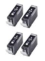 Canon PGI5BK WITH CHIP Multipack Set of 4 BLACK Canon Compatible Printer Ink Cartridge for Canon Pixma MP500 MP530 MP600 MP600R MP610 MP800 MP800R MP810 MP830 iP4200 iP4300 iP4500 iP5200 iP5200R iP5300 MP960 MP970 iP3300 iP3500 iP5100 iX4000 iX5000 MP510 MP520 MX700 - PGI 5BK (Contains: 4x PGI-5BK) - Latest Chip Installed, Ready For Use