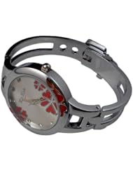 BestOfferBuy Women Fashion Lucky Four Leaf Clover Bangle Bracelet Wrist Watch Red
