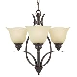 Murray Feiss F2047/3GBZ Morningside 3-Light Chandelier, Grecian Bronze with Cream Snow Glass Shades