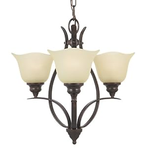 Murray Feiss F2047 3GBZ Morningside 3-Light Chandelier, Grecian Bronze with Cream Snow... by 