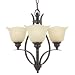 Murray Feiss F2047/3GBZ Morningside 3-Light Chandelier, Grecian Bronze with Cream Snow Glass Shades