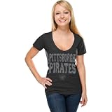 Pittsburgh Pirates Women's Black Baby Jersey Short Sleeve V-neck T-shirt