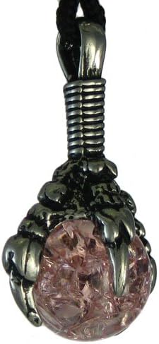 Gothic Claw Pendant with Pink Glass Sphere Eagle or Dragon Talons Jewelry