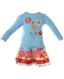 : Mimi & Maggie 2pc Scattered Blue Flower Tee & Village Skirt Set
