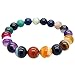 Gem Stone King Gorgeous 10 milimeters Multi Colorful Agate Stretchy Bracelet Fits up to 8.5 inch Wrist