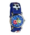 Childrens Analogue Watch Time Teaching - Blue Football, Age 3+