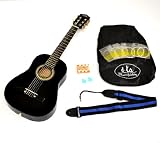 Produkt-Bild: 1/4 Kindergitarre Akustik Gitarre Schwarz f&uuml;r ca. 4-7 Jahre mit Zubeh&ouml;rset: Tasche, Gurt, Ersatzsaiten, Stimmpfeife und Plektren