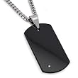Black Plated Tungsten Carbide Diamond Dog Tag on 24" Curb Chain