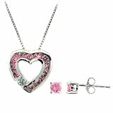 Sterling Silver Pink cz Heart Pendant and Stud Earrings Set 416j7QghtbL. SL160 Sterling Silver Pink cz Heart Pendant and Stud Earrings Set