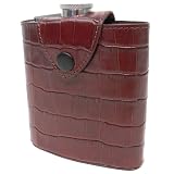 Bass Genuine Leather Croc Skin Stamp 6 oz. Flask