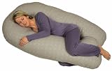 Leachco Back 'N Belly Chic Pillow with Easy On- Off Zippered Cover - Taupe Rings