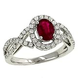 Oval Ruby(.88ct) and Pave Diamond(.56ct) Twist Ring