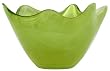 Colorful Recycled Art Glass Large Banana Yellow Wave Rim Bowl 12"D, 7"H