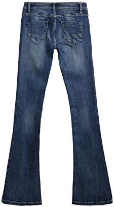 Eurssto Juniors Sassy Fitting Mid-rise Eneyme Washing Flare Bootcut Jeans Pants Large Navy