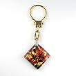 Murano Glass Keyring Jewelry - Square L Red/Gold Style2