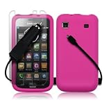 SAMSUNG i9000 GALAXY S SILICONE SKIN CASE - HOT PINK, WITH SCREEN PROTECTOR & CAR CHARGER PART OF THE QUBITS ACCESSORIES RANGE