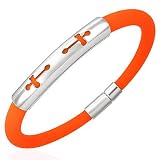 New Orange Rubber Bracelet with Stainless Steel Cross Design, Length 20cms.