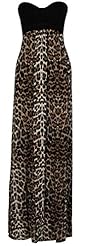 Plus Size Strapless Bandeau Neck Full Length Grecian Animal Print Maxi Dress 