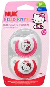SALE! LIMITED TIME Nuk Hello Kitty Girls Silicone Pacifiers 6-18 Months Set with 1 Pacifier Holder Clip (hot pink)