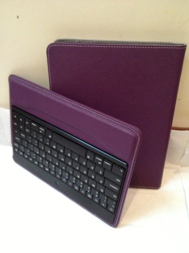 XTEK Purple Stand Leather Case Cover W/ Removable Detachable Wireless Bluetooth ABS Keyboard For Apple iPad 2 iPad 4 New iPad 3 3rd Gen.