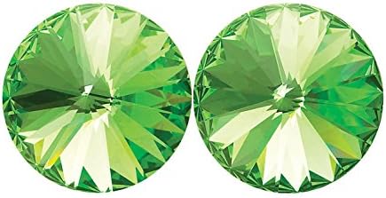 14mm Pierced Swarovski Simple Rivoli Earrings,RU026CRY,Clear Crystal,One-Size