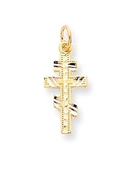 10K Gold Eastern Orthodox Cross Pendant FindingKing