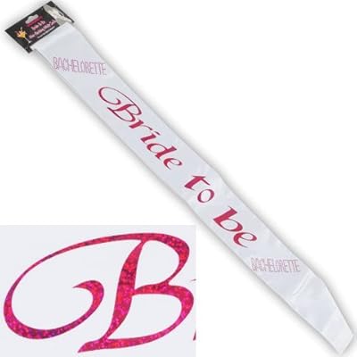 Bachelorette Bride to Be Sash White with Hot Pink Lettering