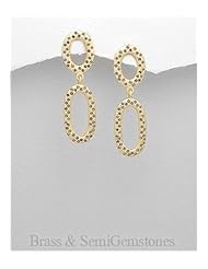 Iolite Earrings In Brass
