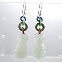 Jade Guanyin Goddess of Compassion Earrings, #9375