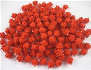 144pcs Approx 10-12mm Glitter Pompom Fur Ball (Red)
