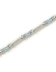 10kt Yellow Gold Oval Aquamarine and Diamond Bracelet