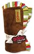 Receiving Blanket- Brown Velour W/Dr. Seuss Stripe Percale Ruffle Trim; 30" X 40"
