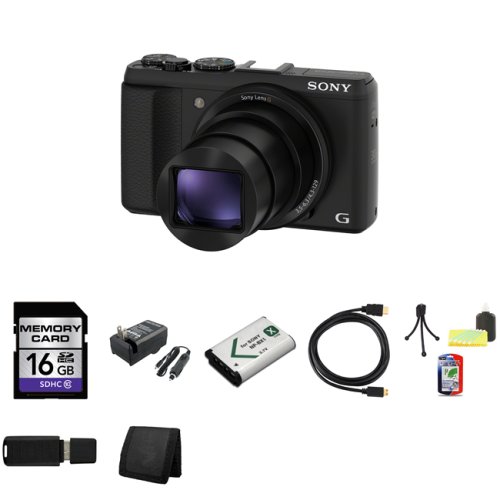 Sony DSC-HX50V/B DSC-HX50, HX50, DSCHX50 20.4MP Digital Camera (Black) + External Rapid Charger + 16GB SDHC Class 10 Memory Card + NP-BX1 Lion Battery + Mini HDMI to HDMI Cable + Table Top Tripod, Lens Cleaning Kit, LCD Protector + USB SDHC Reader + Memory Wallet On Sale